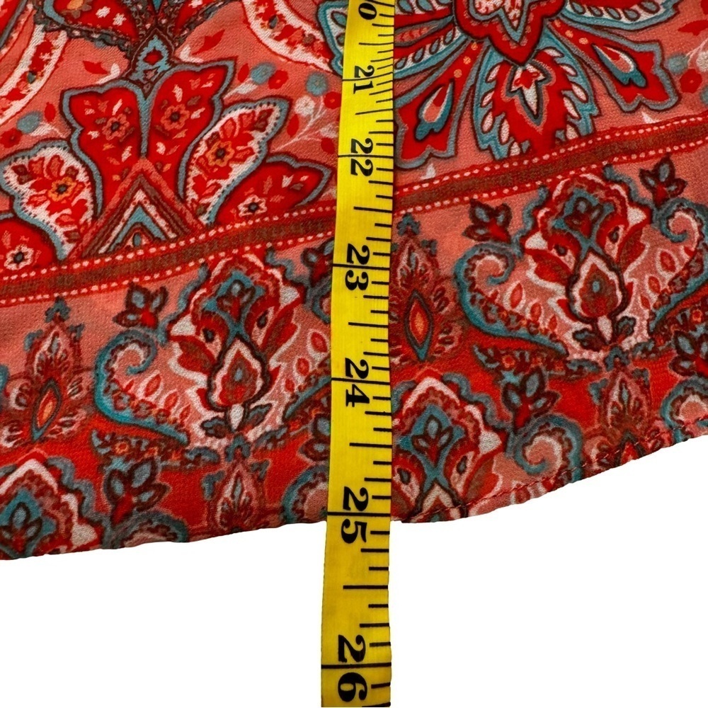 Belle by Kim Gravel Size XXS Paisley Print Bell Sleeve Blouse Top Side Slit NEW - Picture 13 of 15